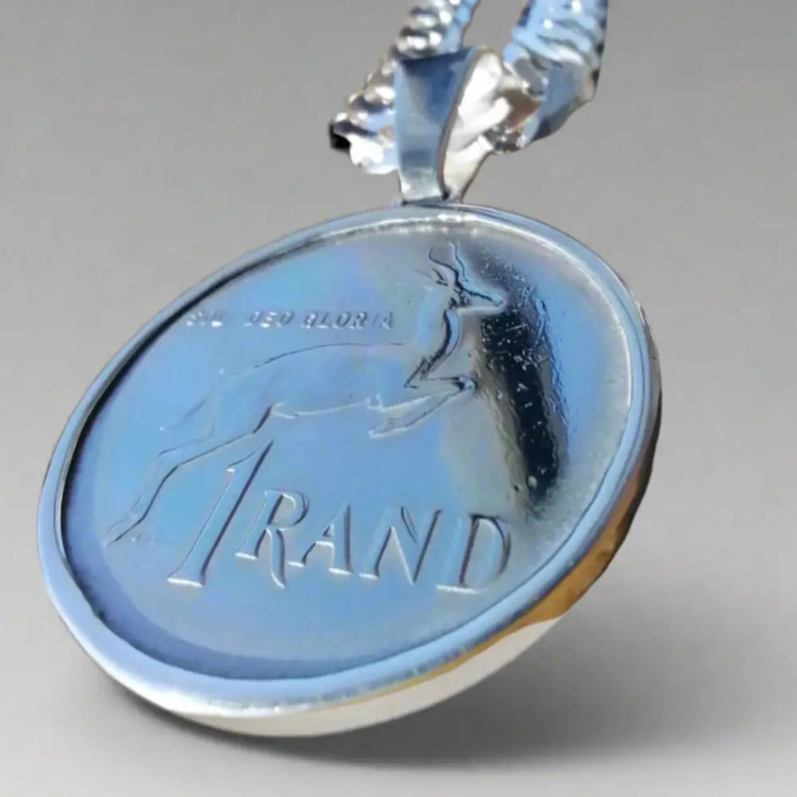 Silver flat curb necklace with springbok pendant and 1 RAND special. jewellery silver jewellery. Deep Shine Jewellers