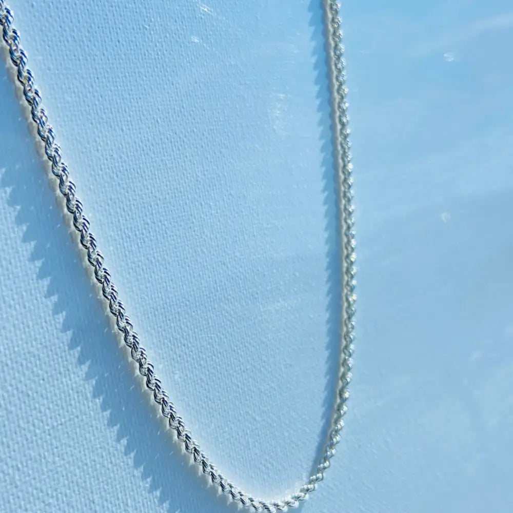 Lustrous silver rope chain necklace showcasing elegance and daily shine