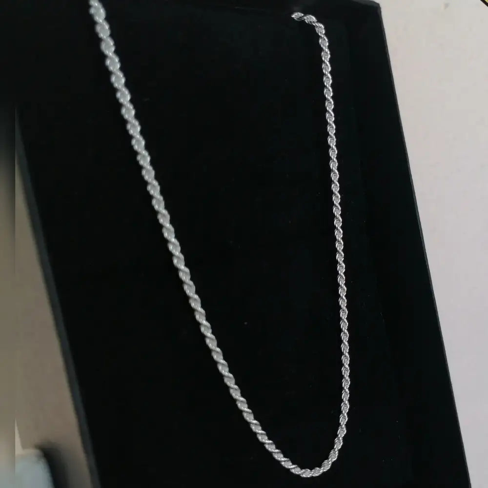 Silver rope chain necklace showcasing a twisted silver rope design for elegant daily wear