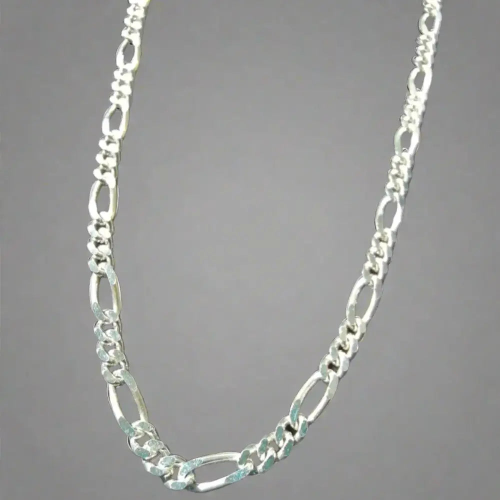 Shiny silver Figaro chain necklace with white gold accents in Sparkling White Gold Silver collection. jewellery silver jewellery. Deep Shine Jewellers
